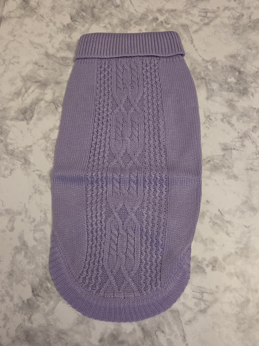 Lilac Cable Knit Dog Sweater Size XL